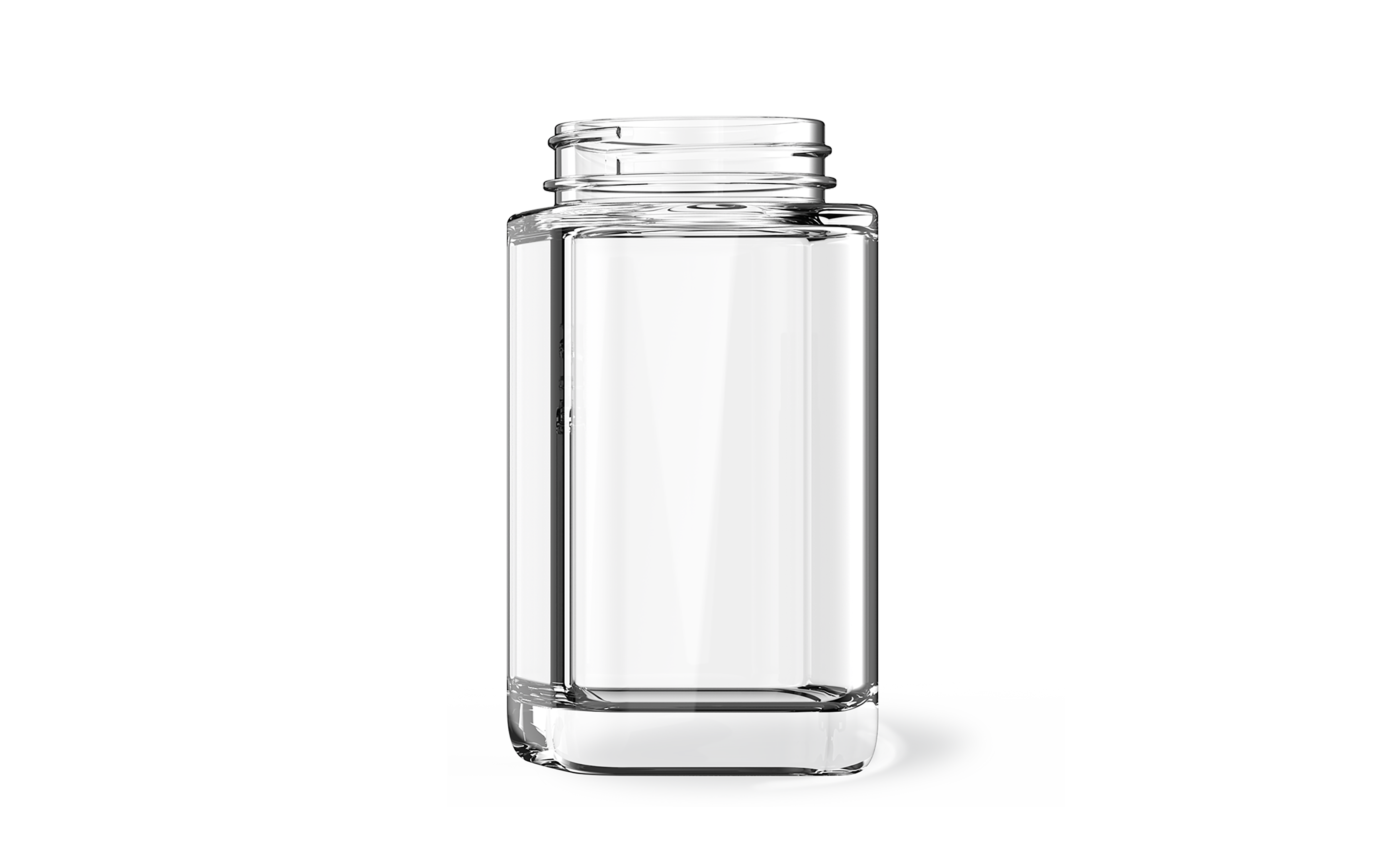 H21 clear square child-resistant glass jar, 60 dr (200 ml)