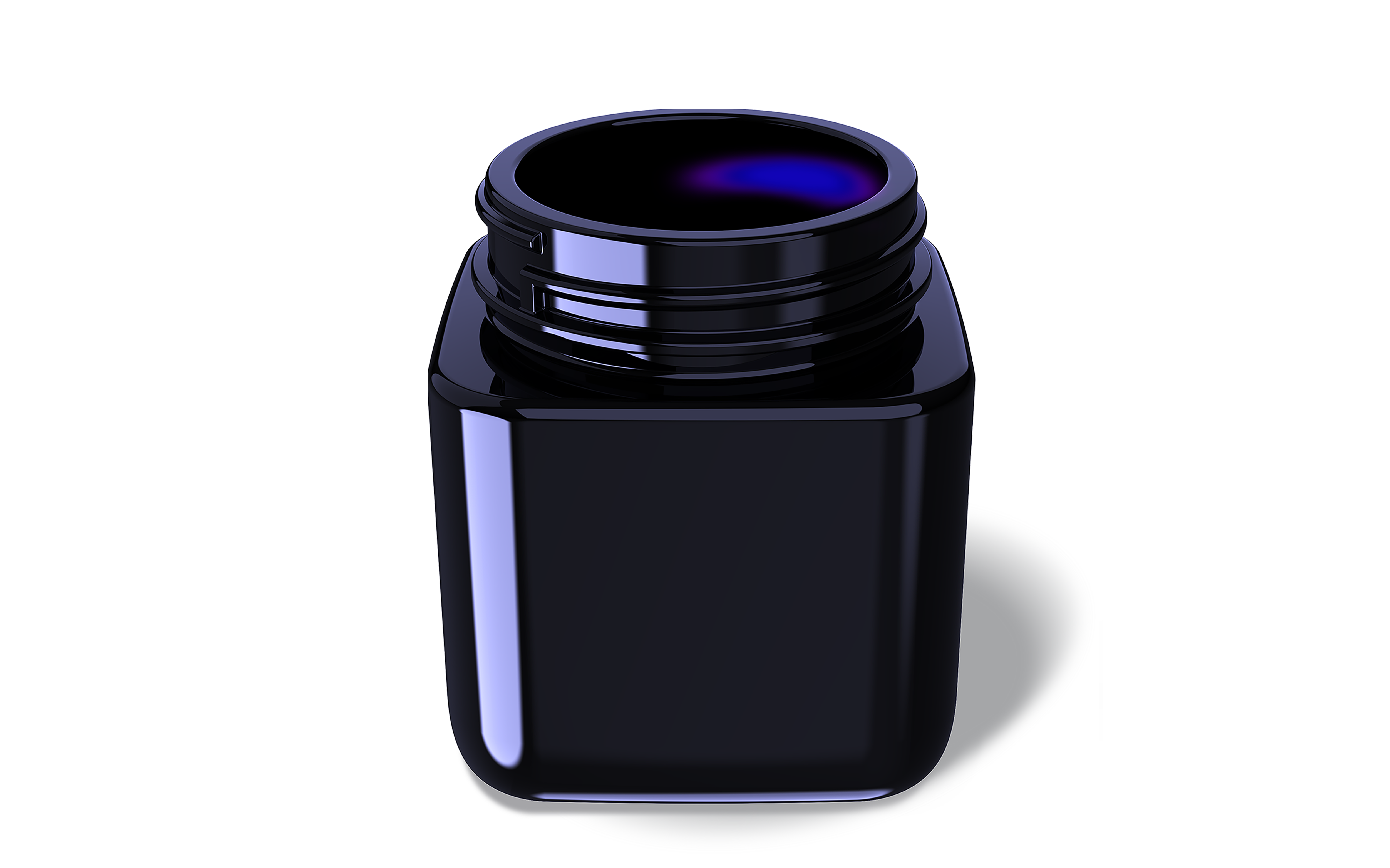 Violet glass supplement jars