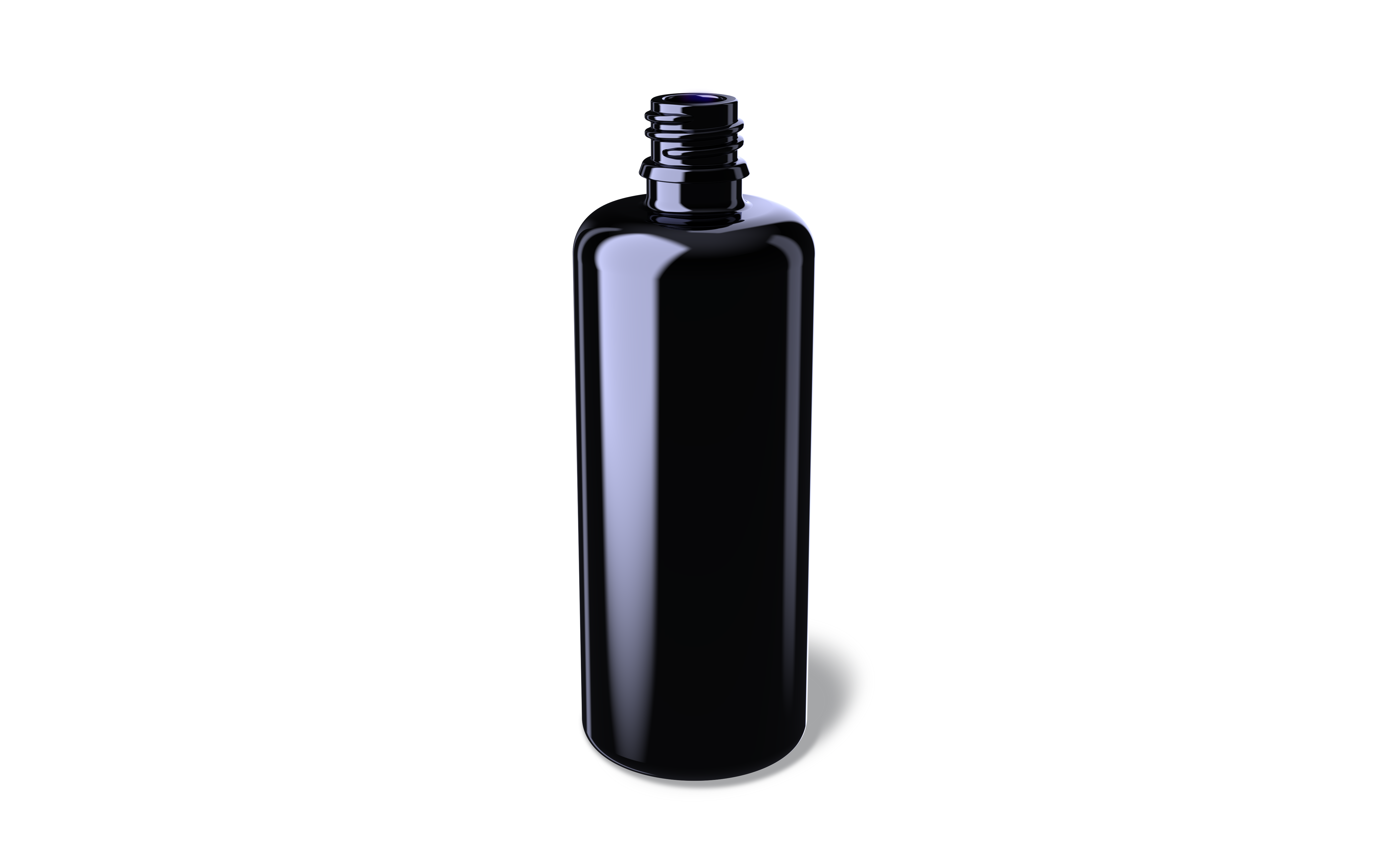 Round violet glass essential oil bottle for cosmetic and pharmaceutical packaging