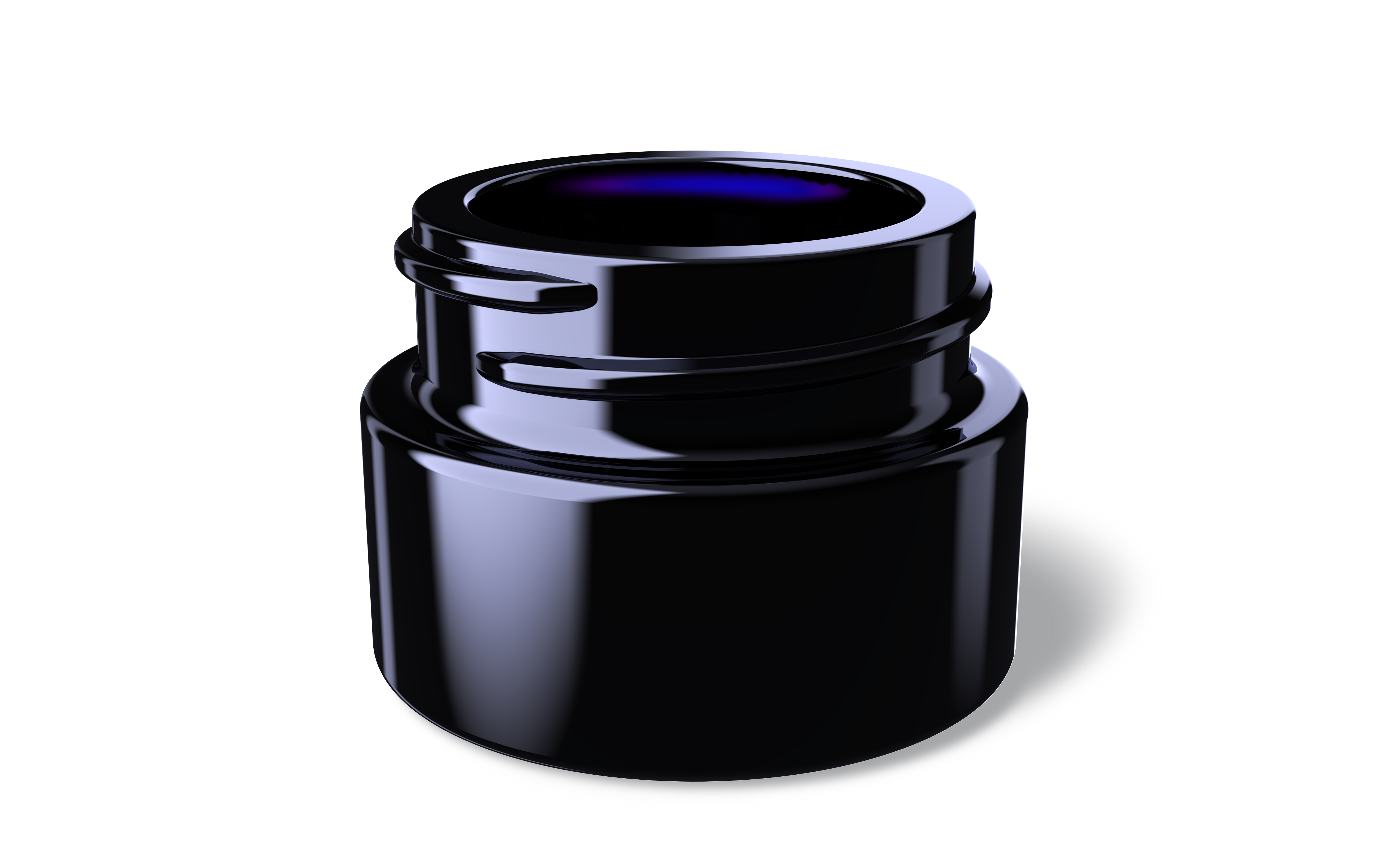 HDV2 cosmetic violet glass jars, 3 ml and 5 ml, with violet glass body and urea and PE components