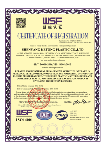 Certificate of Registration for Environmental Management System (ISO 14001:2015)