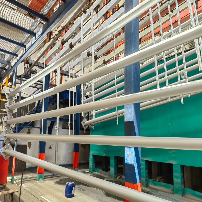 Workshop production line of LANDMARK showing light pole fabrication