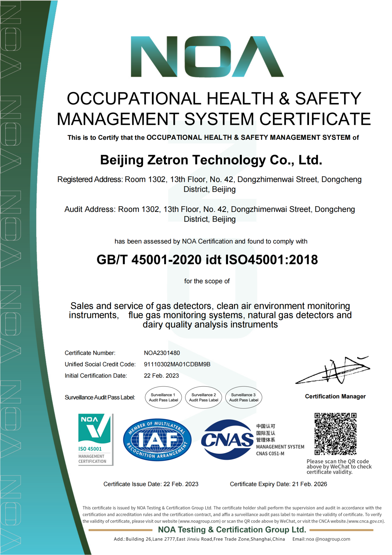 ISO45001 Certificate