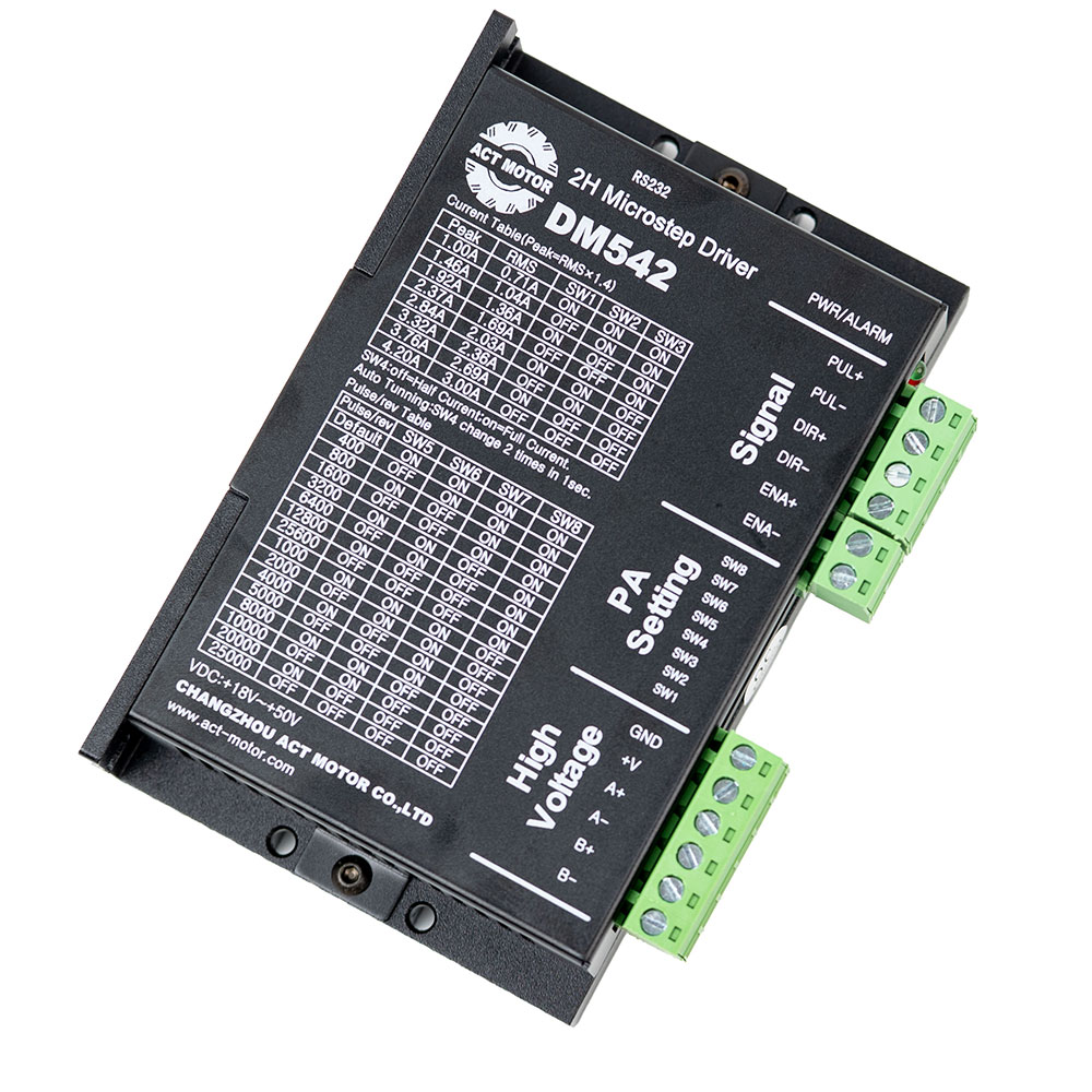 Hybrid Stepper Motor Driver DM542, a driver model with a 12-36 V supply window and 0.3-8.4 A continuous output current