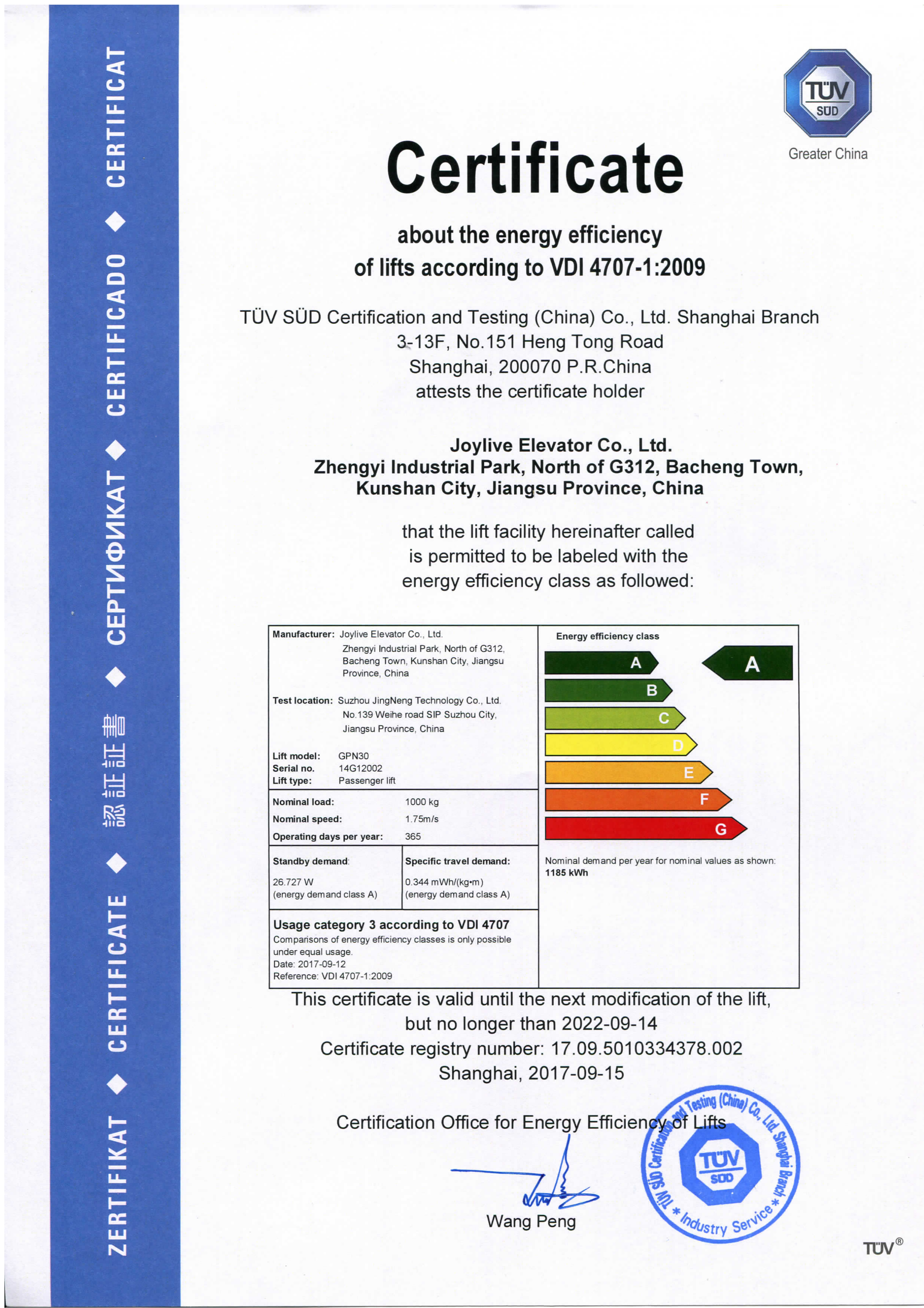VDI 4707 Certificate