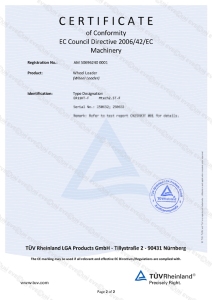 CERTIFICATE of Conformity EC Council Directive 2006/42/EC Machinery