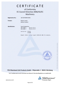 CERTIFICATE of Conformity EC Council Directive 2006/42/EC Machinery