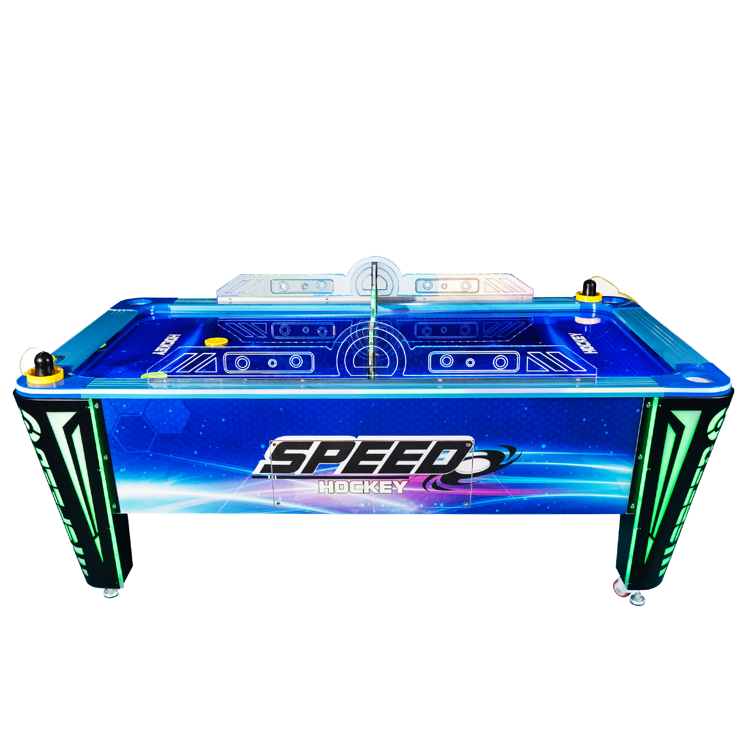 EP-SP001 air hockey table side view showing MDF board and metal frame