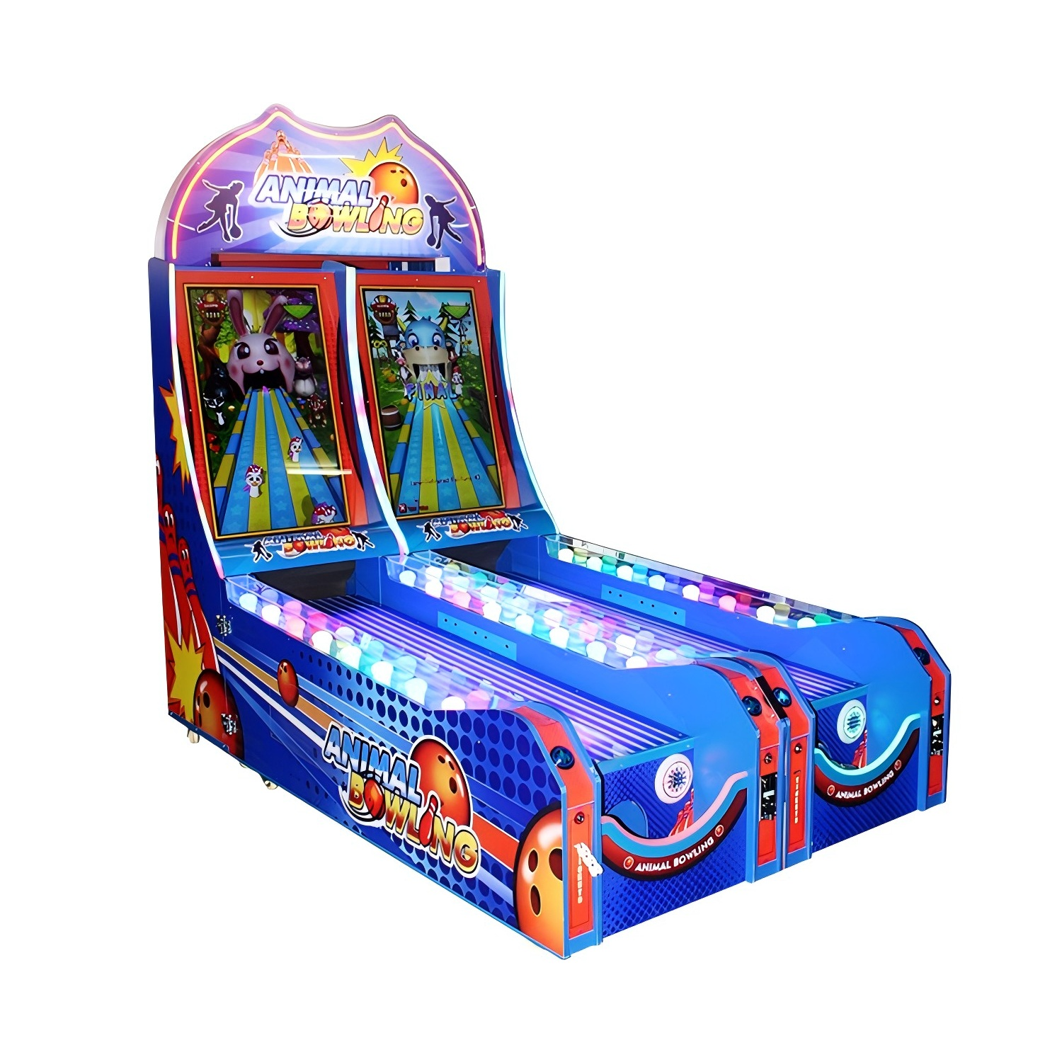 Double Player Animal Bowling Machine front view