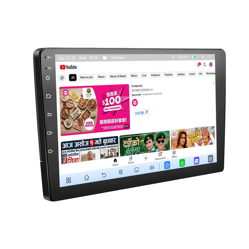 TOPNAVI TS105 universal car multimedia player rear connection panel and mounting detail