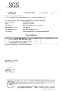 SGS Test Report for Toughened Glass