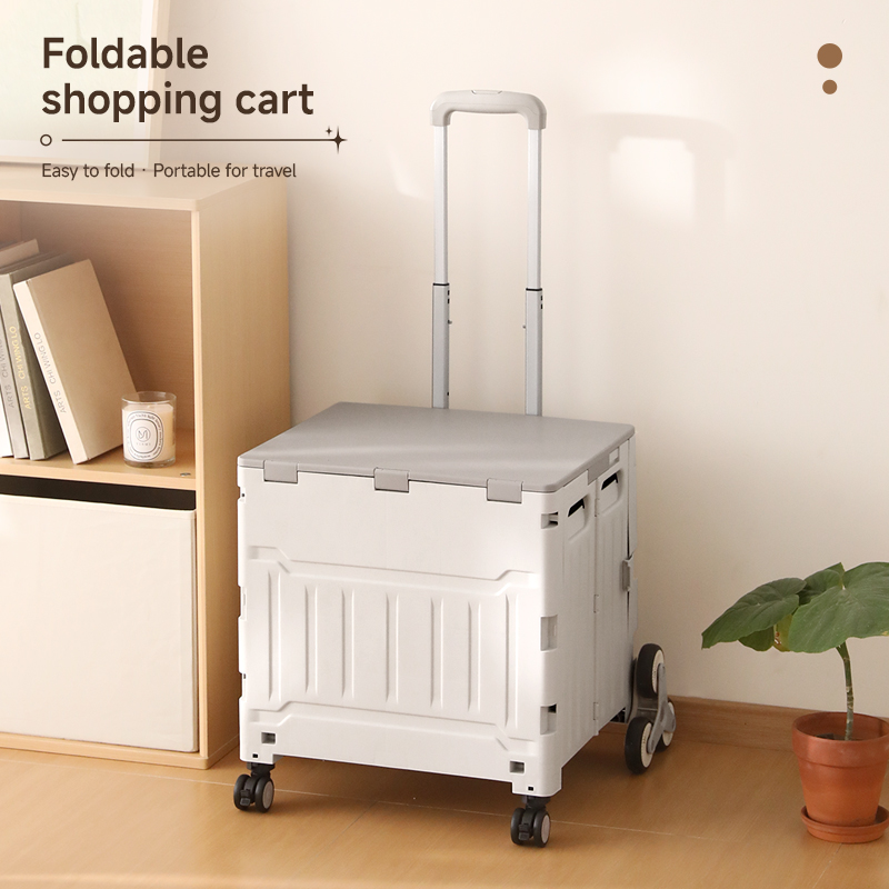 Compact foldable shopping cart, ideal for travel and daily use.