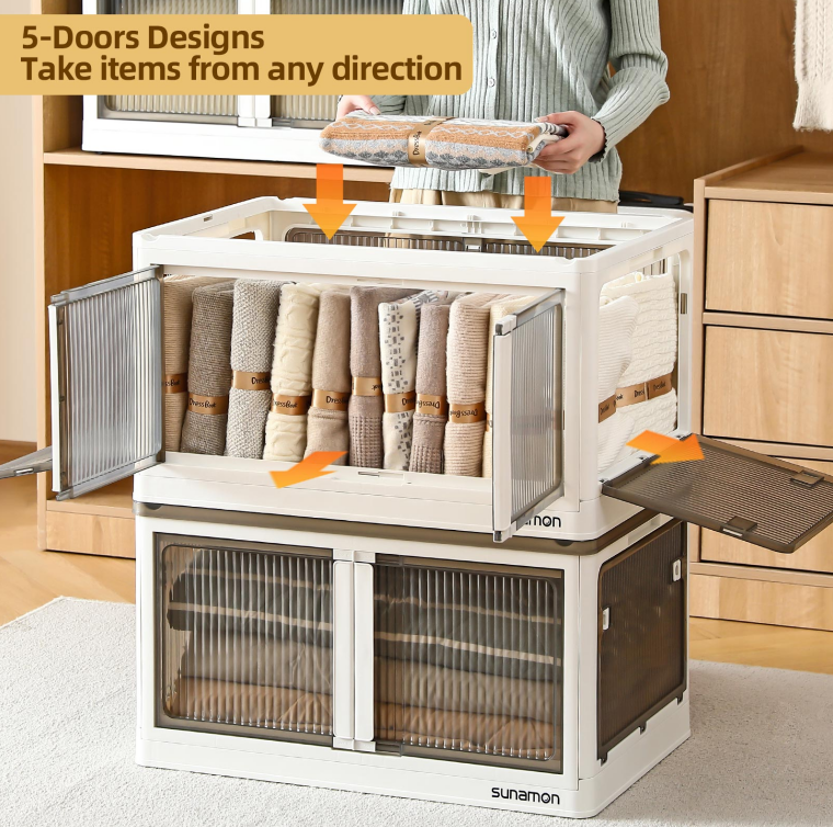 The 5‑door design allows taking items from multiple directions with large capacity