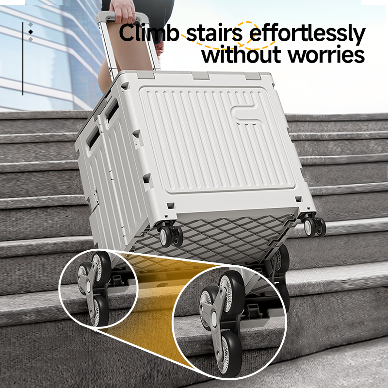 8‑wheel stair‑climbing structure for effortless stable stair movement.