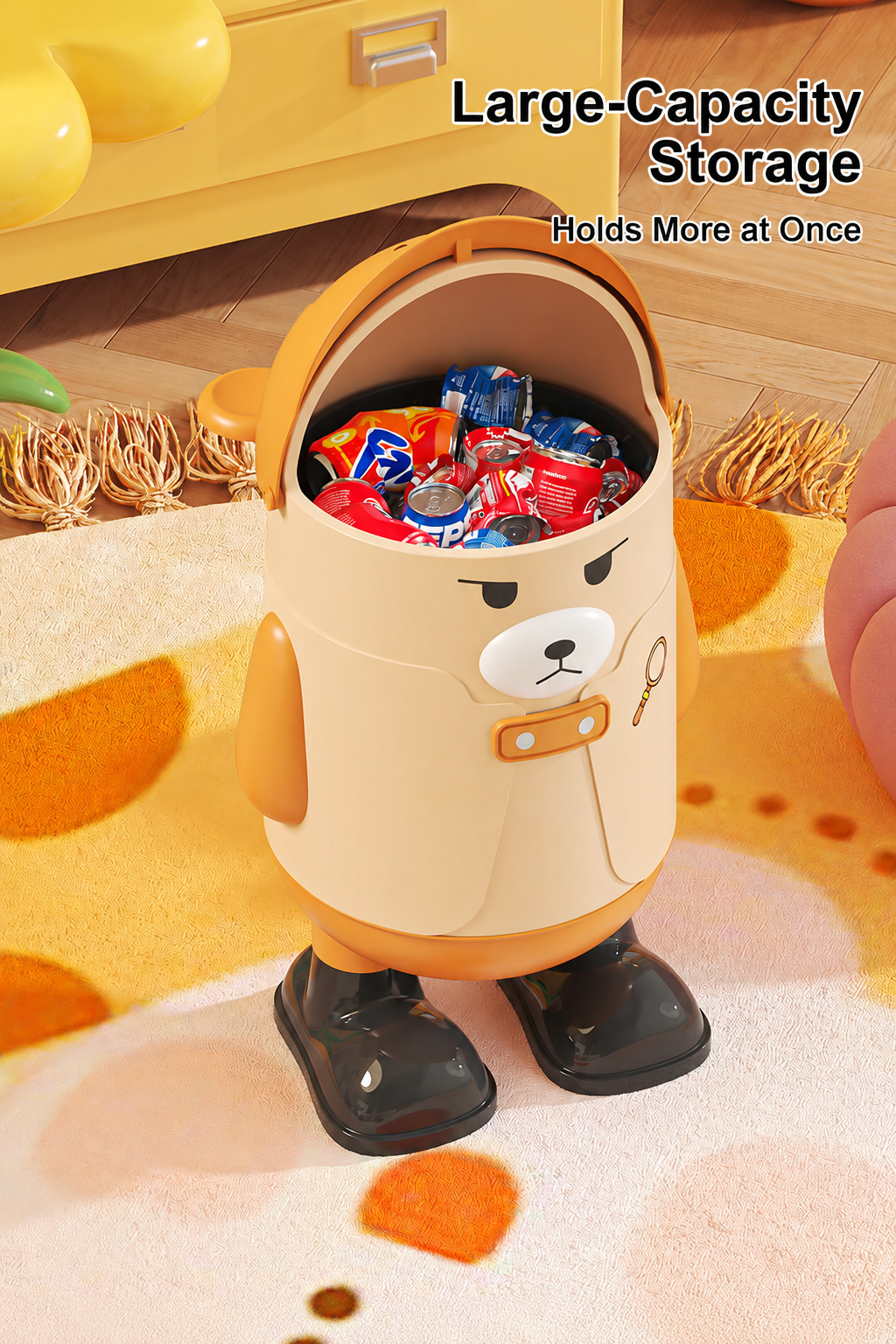 Bear-shaped trash can with large-capacity storage