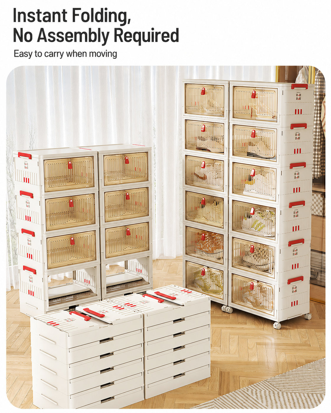Features instant foldable design with no assembly required, easy to carry and move.