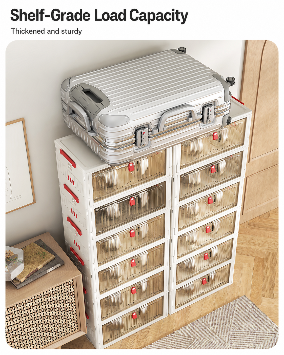Boasts shelf-grade load capacity with thickened and sturdy construction.