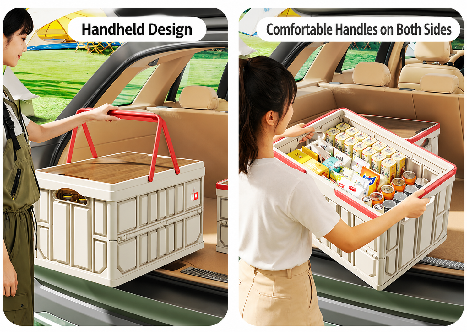 Equipped with both a top carry handle and comfortable side handles, this storage box offers flexible, easy lifting and carrying for car or outdoor use.