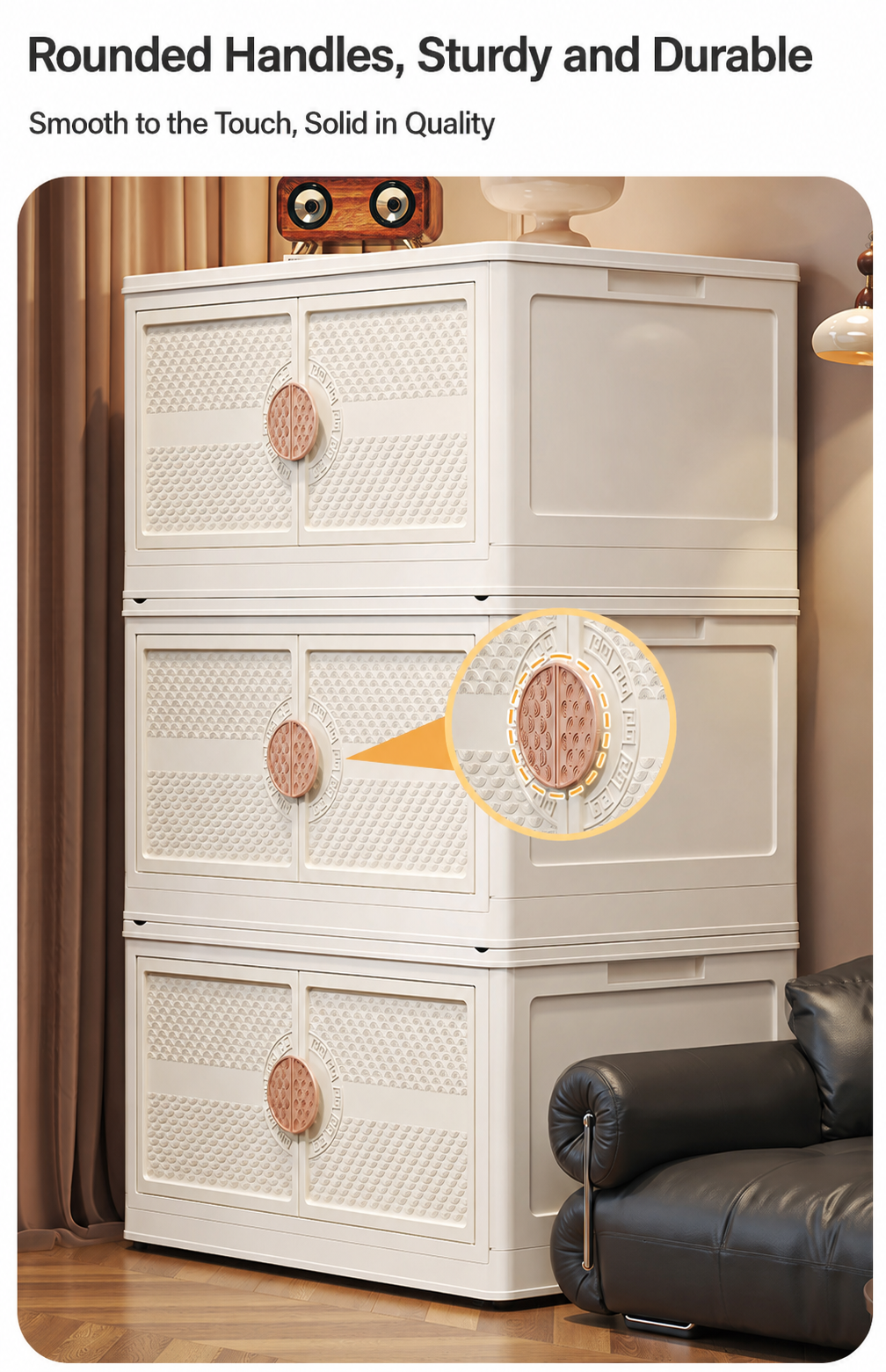 With smooth, rounded handles and solid construction, this storage box is sturdy, durable, and comfortable to use.
