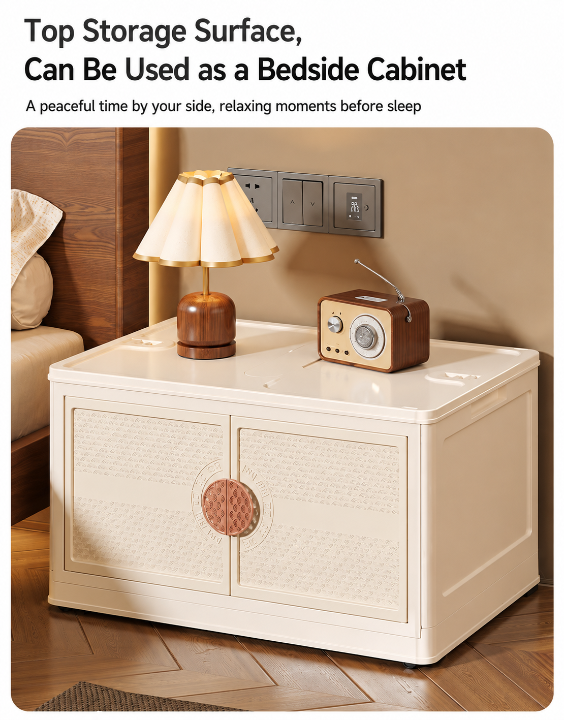 Featuring a flat top surface, this storage box doubles as a bedside cabinet for your bedroom.