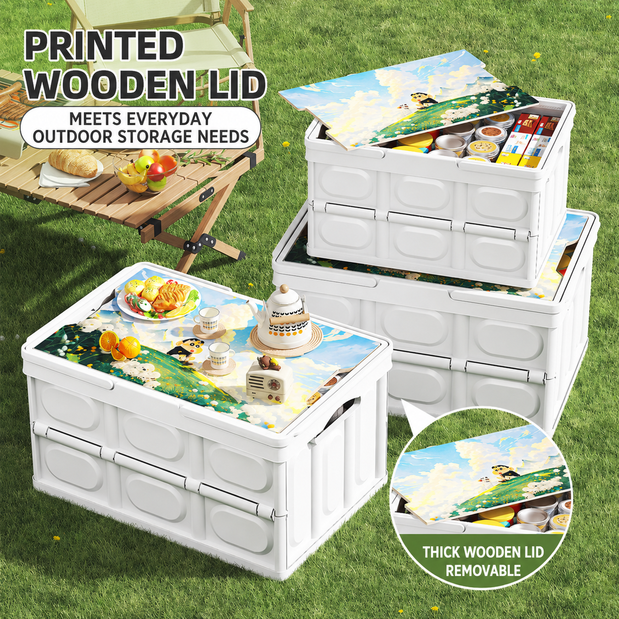 Custom printed lid camping storage box OEM case