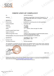 VERIFICATION OF COMPLIANCE