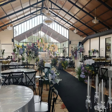 1.In a wedding scenario where romantic atmosphere and guest experience are paramount, a high-profile outdoor glass house wedding in California, USA,