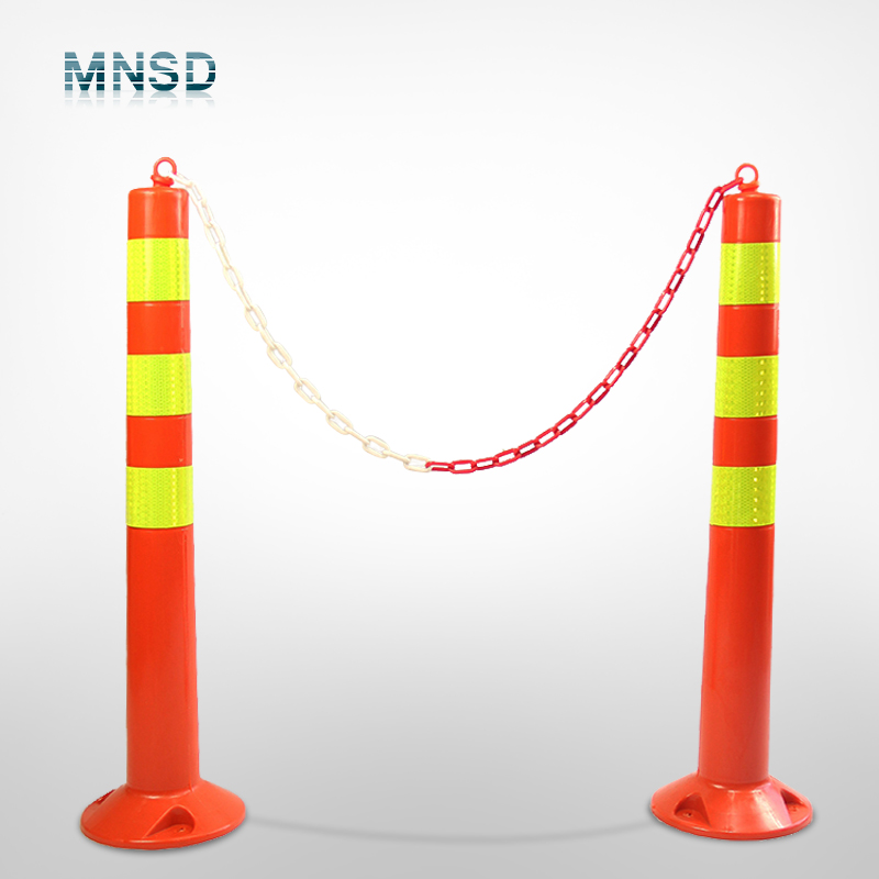 75cm Mnsd warning post white background showing flexible design and reflective band