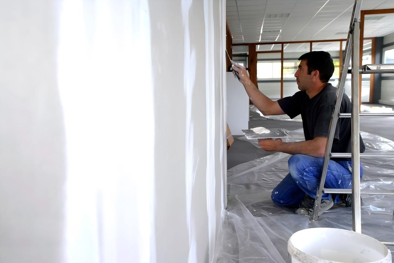 Wall putty application with RDP-modified mortar Wall putty application on a construction surface