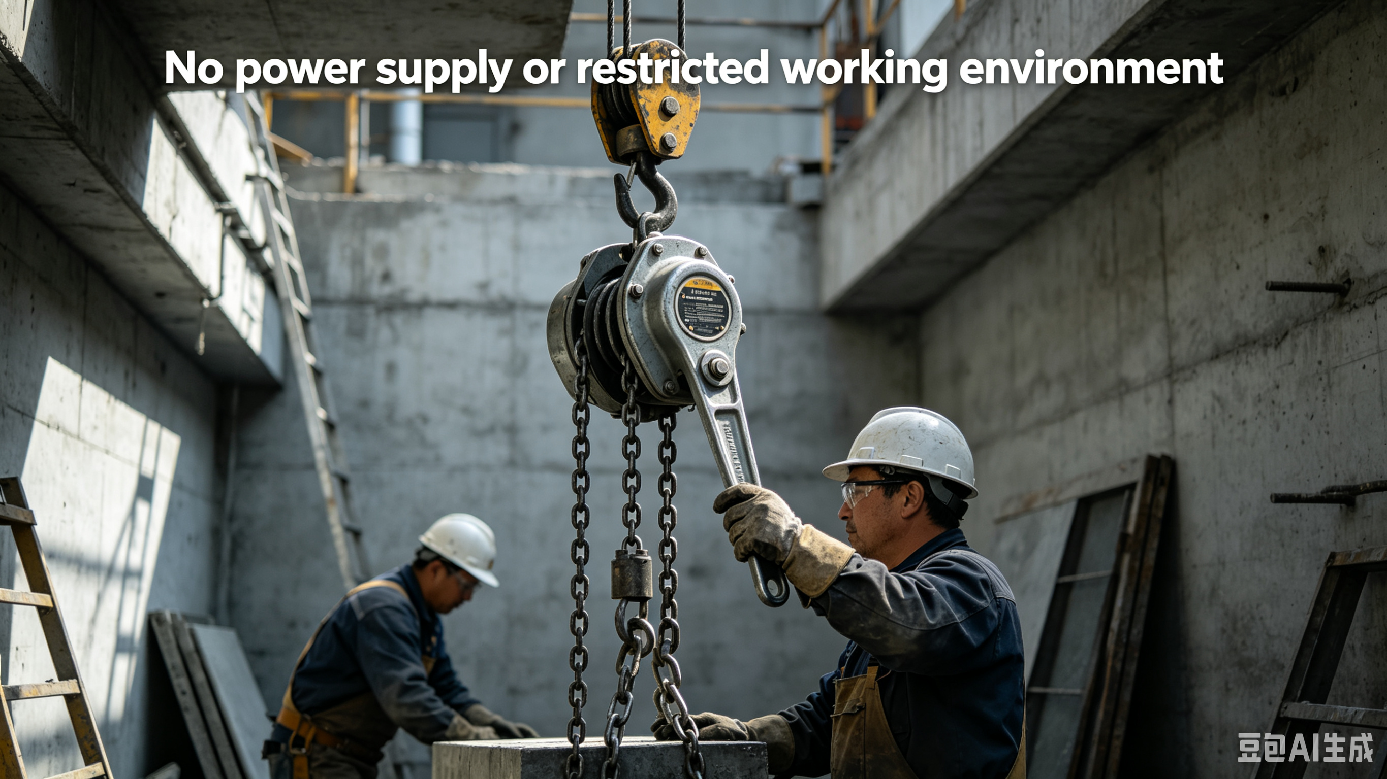Manual chain block in restricted working environment