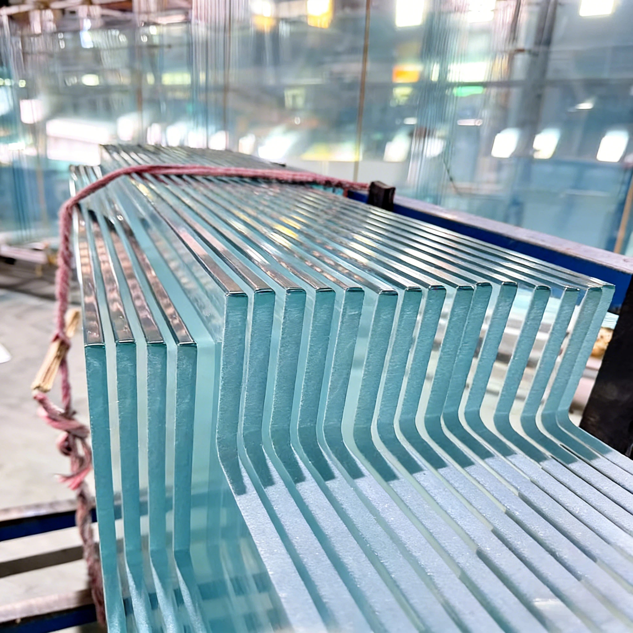 Finished tempered glass panels ready for packing and export shipment
