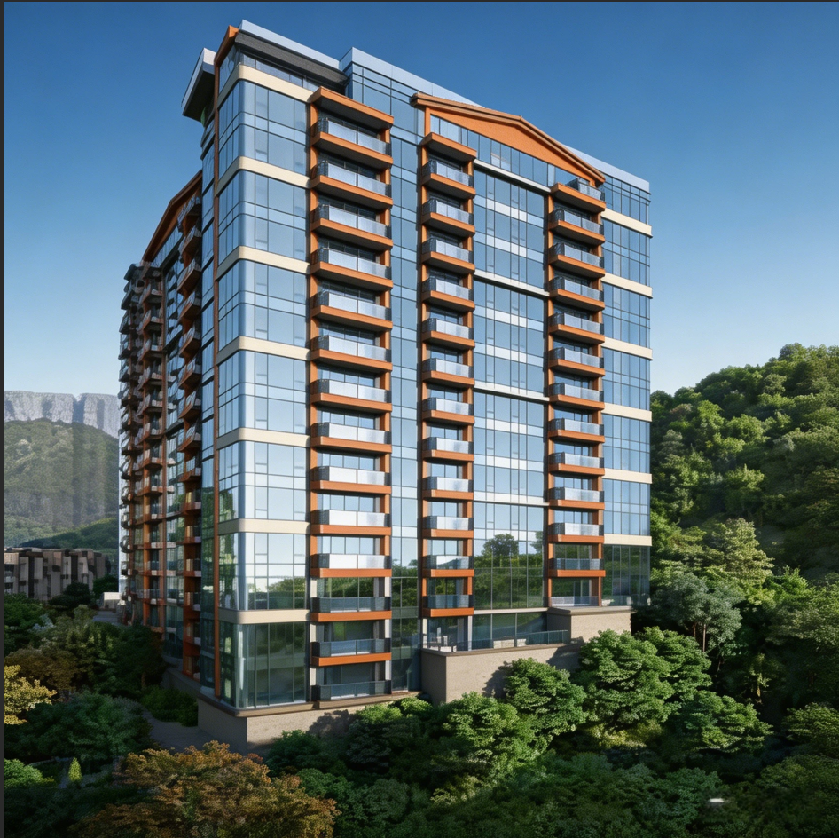 Hong Kong project rendering showing large curved glass facade