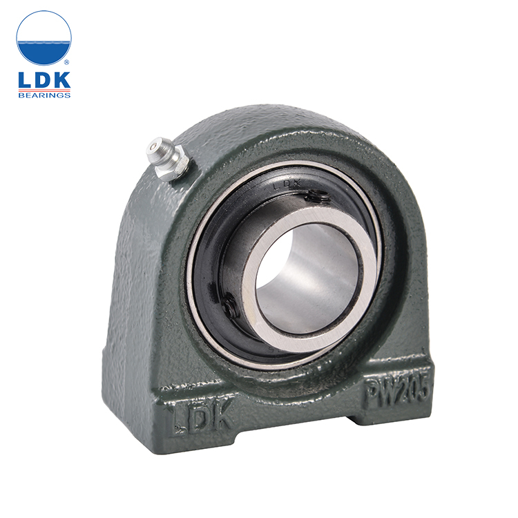 Pillow block bearing unit UCPW with a wider inner ring set screw insert fitted, cast iron 2-bolt housing