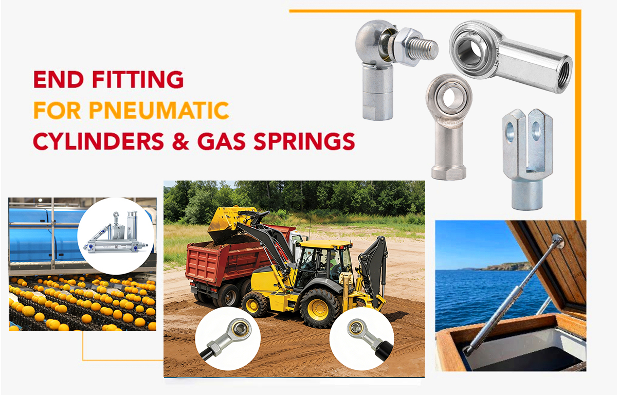 Rod end bearings for gas spring applications