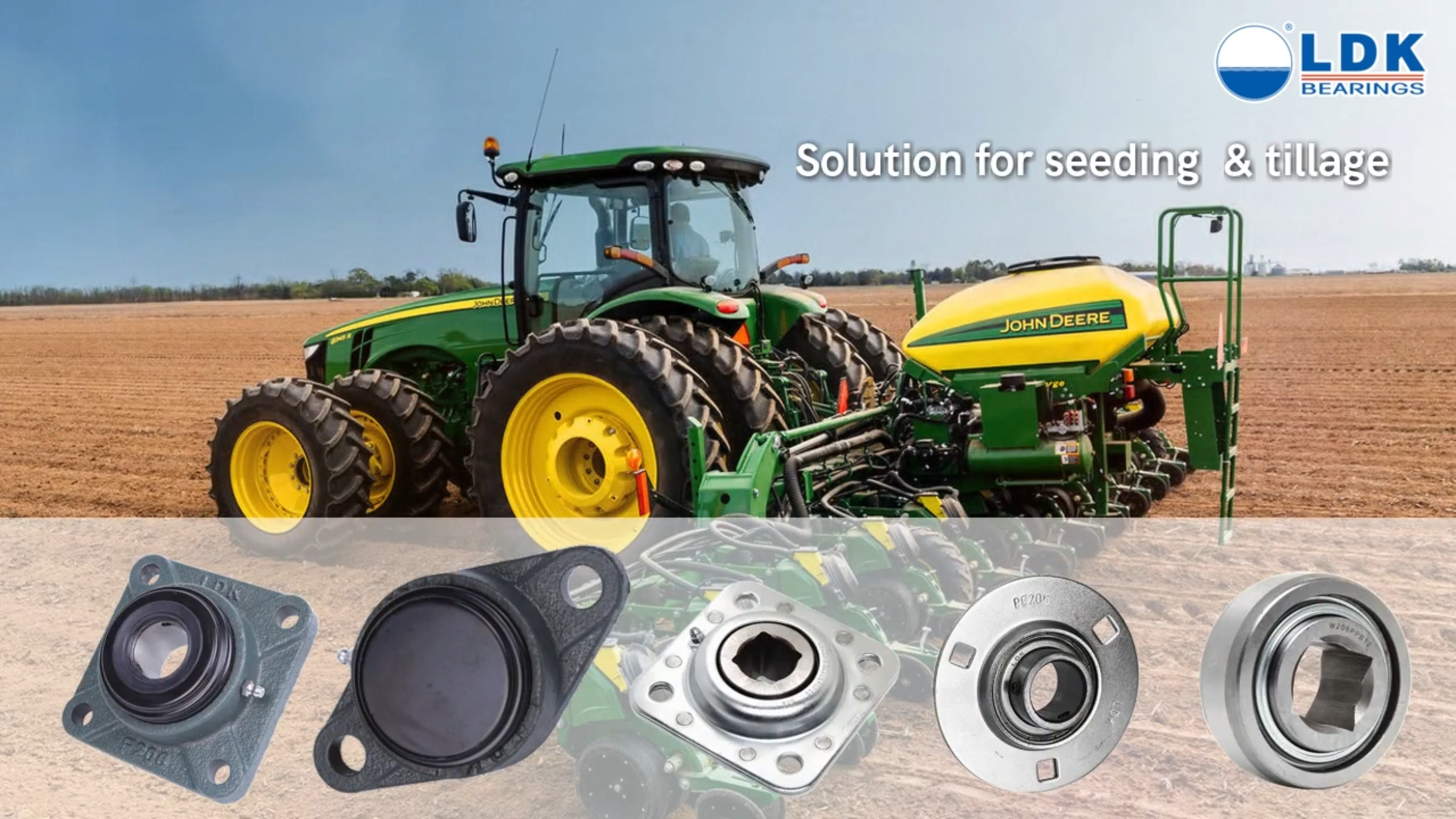 LDK bearing units for agricultural machinery, farm implement and disc harrow applications