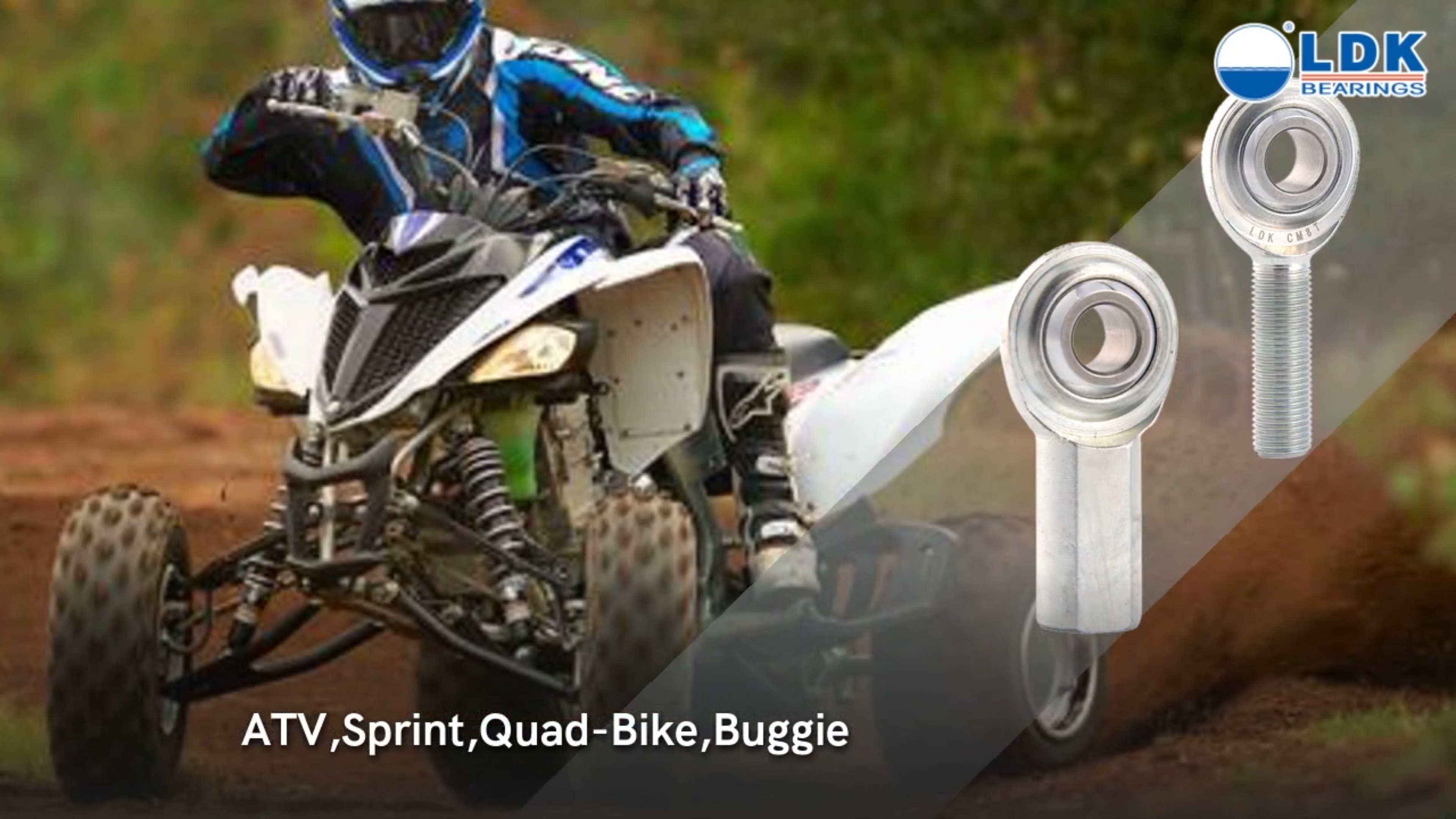 LDK rod end bearings for go-kart racing and high-impact recreational vehicles