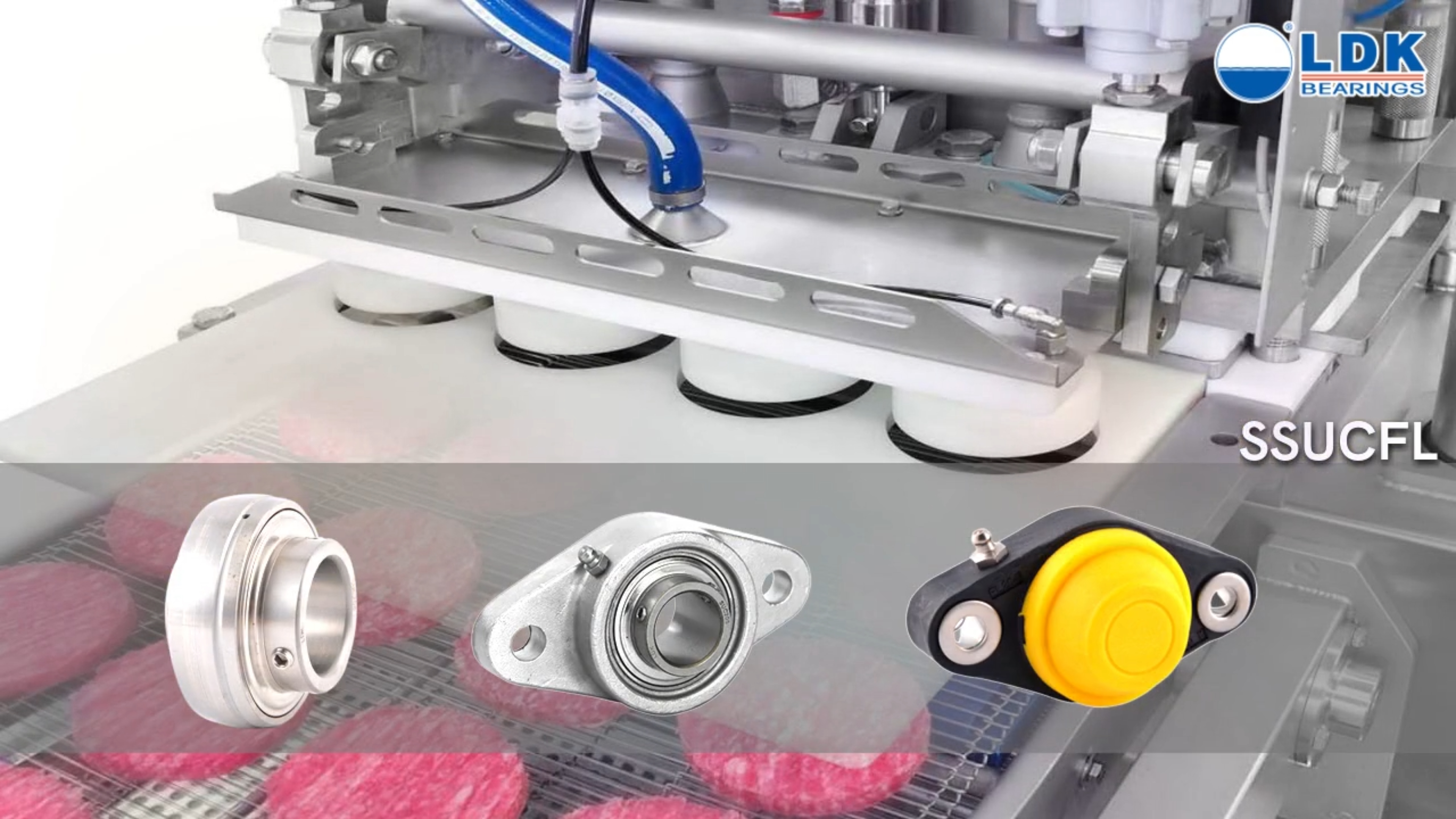 LDK stainless steel bearing units and plastic bearing units for food processing and beverage machinery, available for sample and quotation
