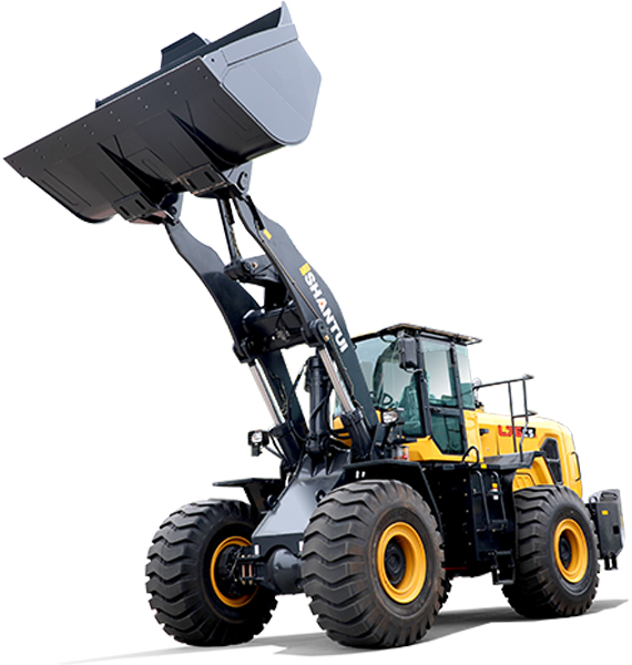 Traditional wheel loader in open worksite