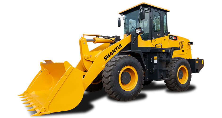 Conventional wheel loader working in open space