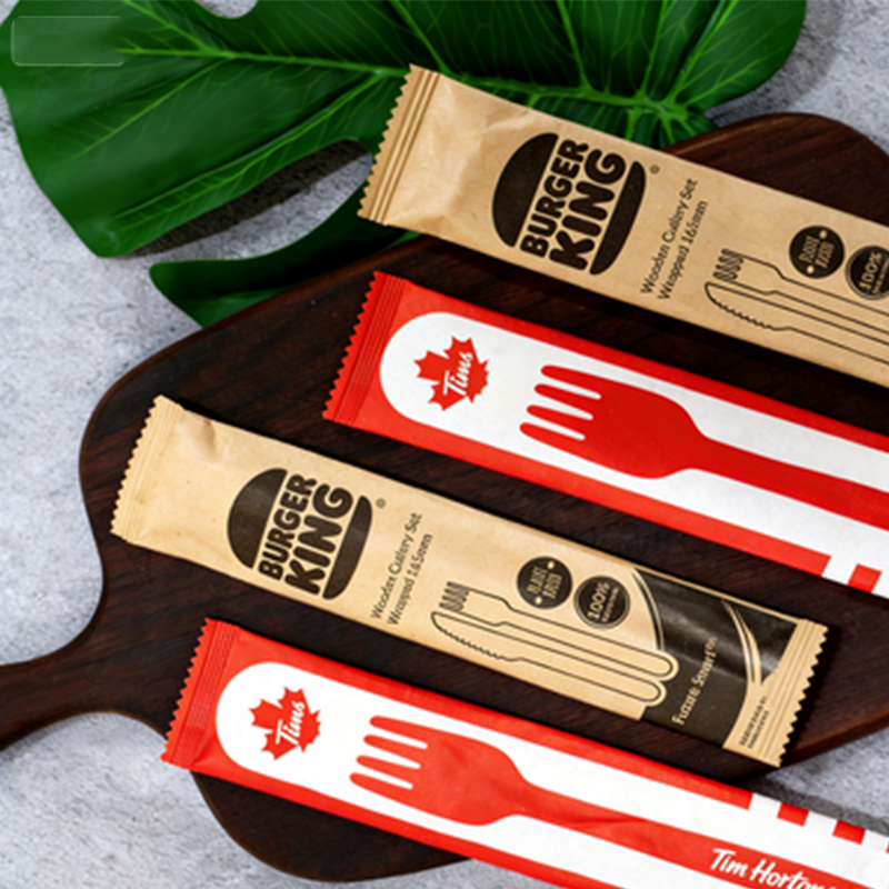 Packaged wooden cutlery for retail display