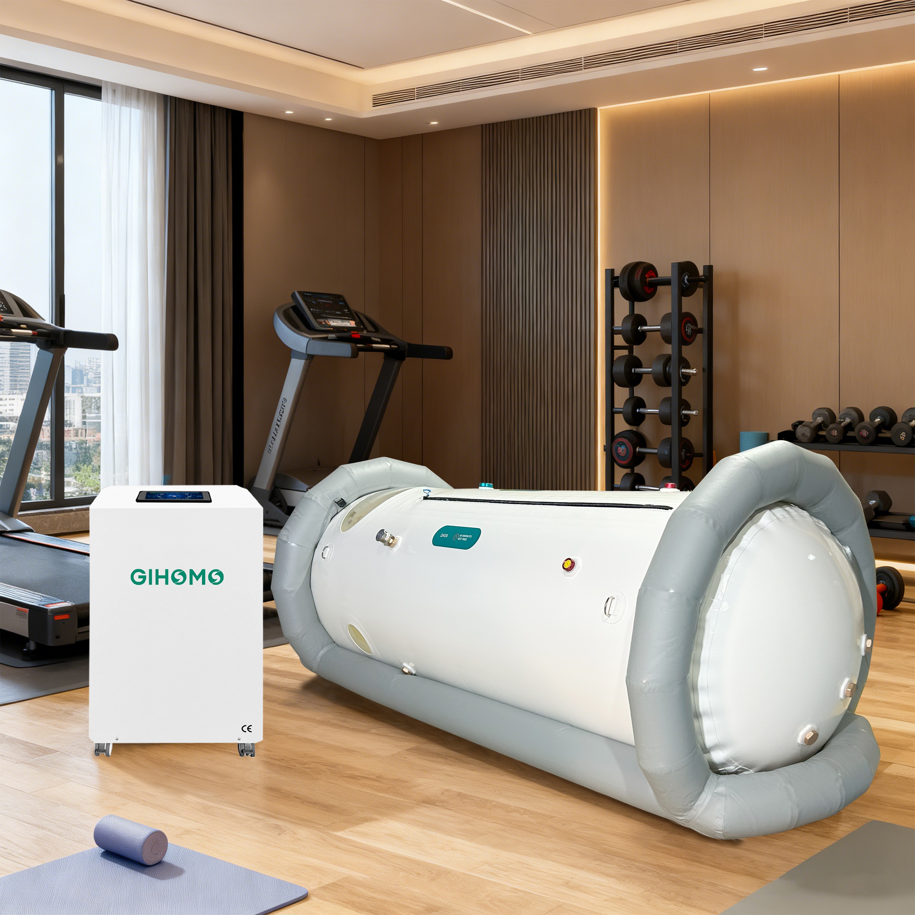 Portable hyperbaric chamber in a gym setting