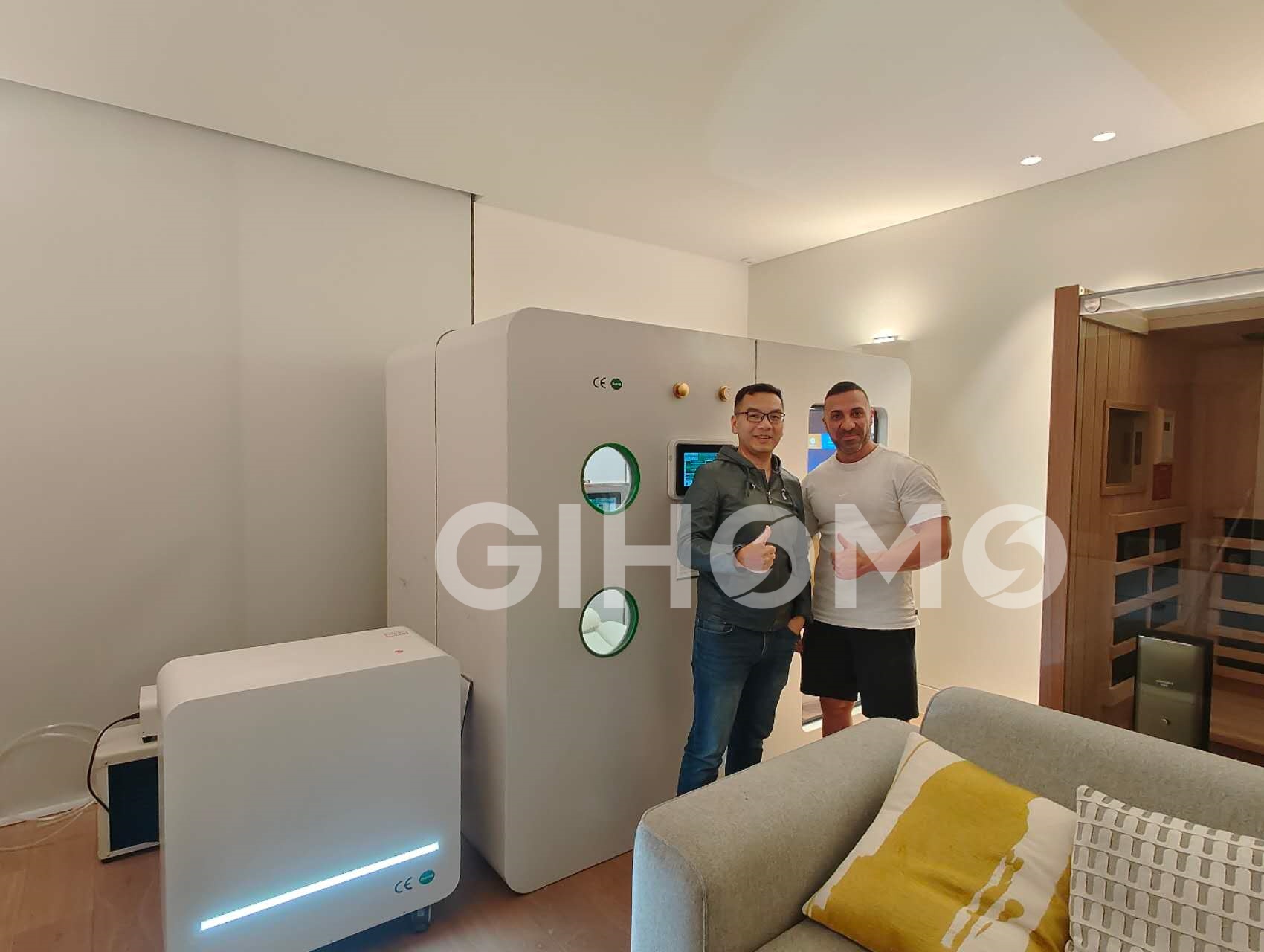 Hyperbaric oxygen chamber installed in a spa and beauty salon treatment room