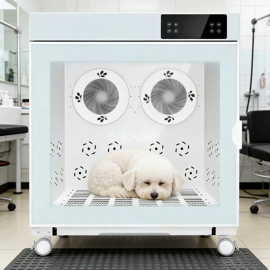Pet dryer box designed for commercial pet grooming use