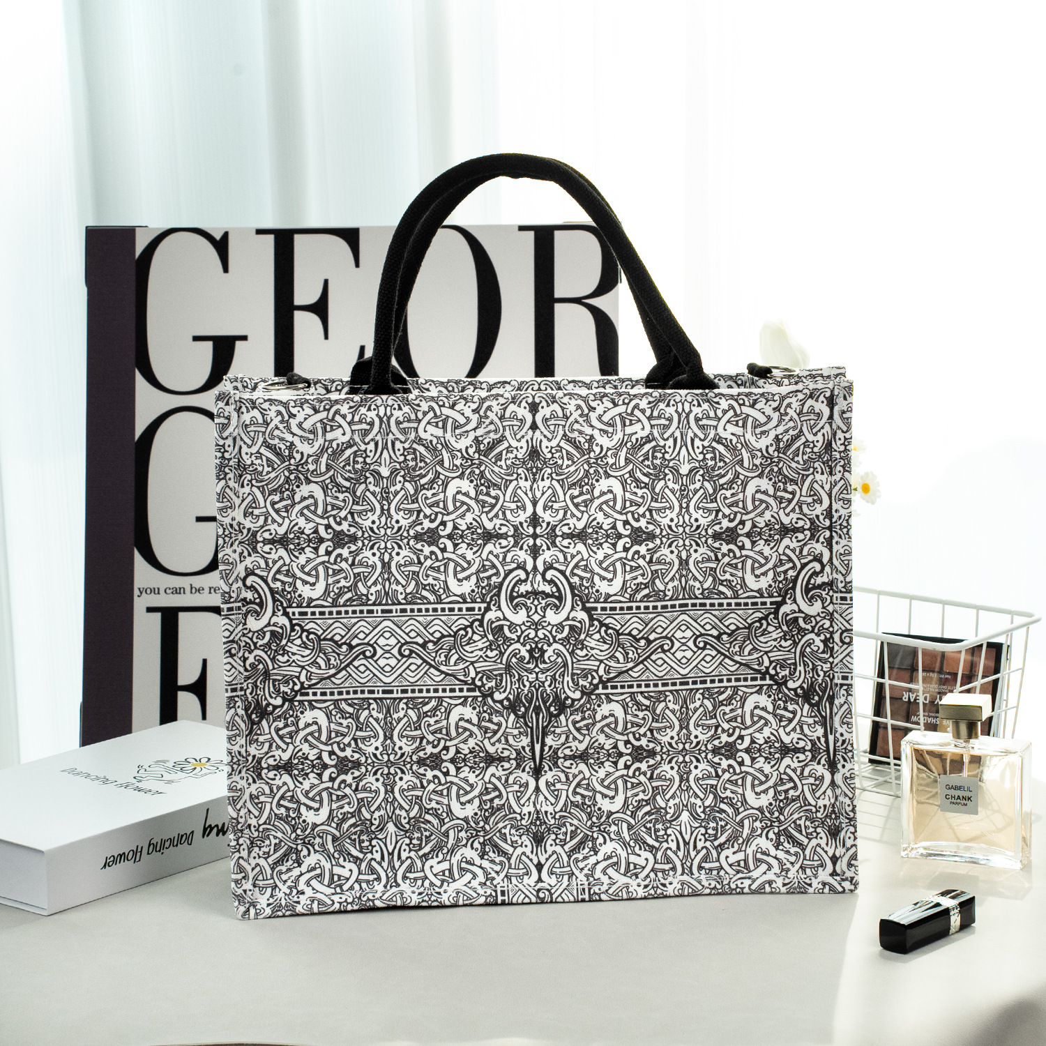 Transparent PVC Shopping Bag With Rainbow Print - Waterproof Reusable Tote