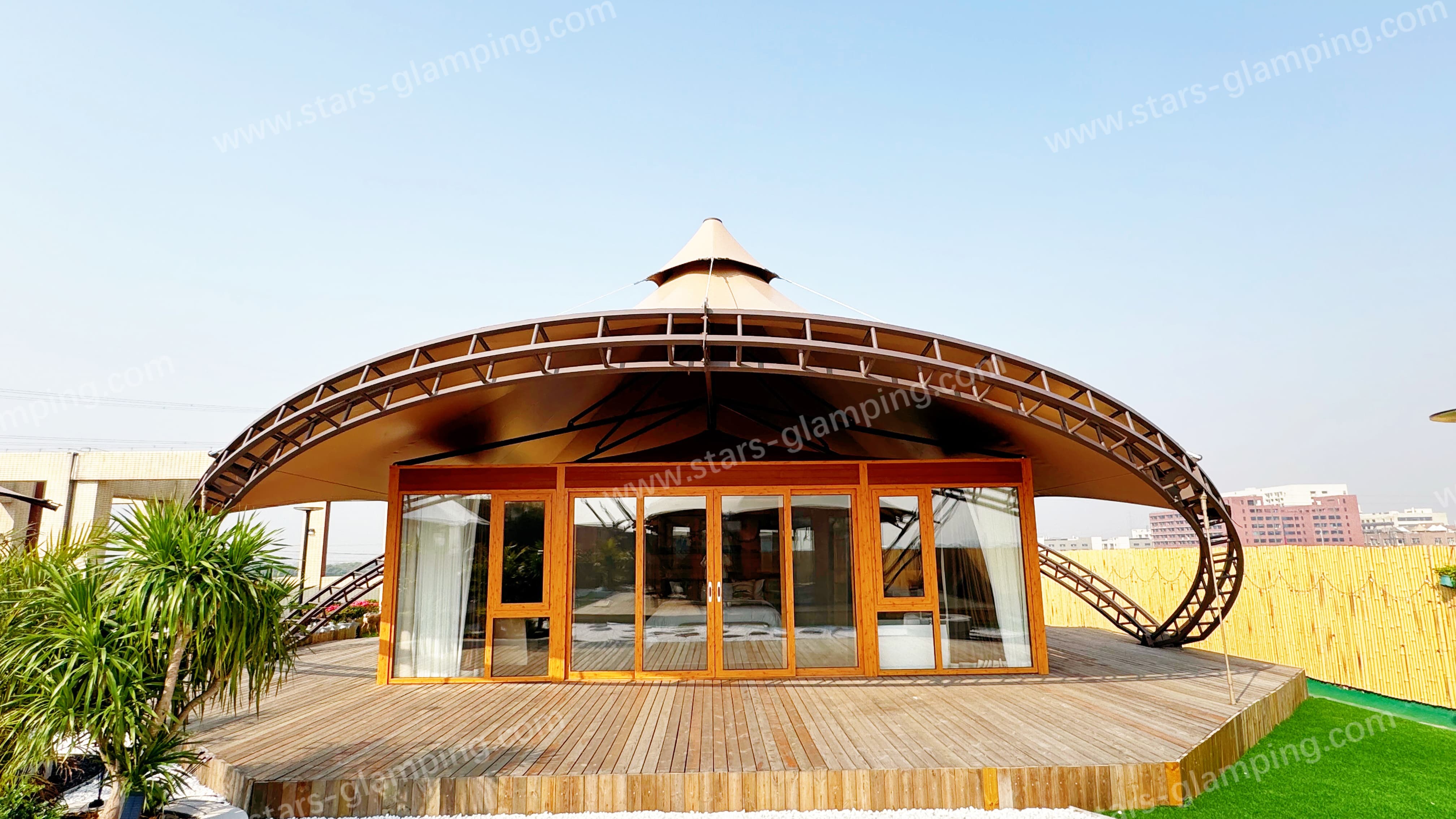 Stars Glamping Tethys luxury hotel tent in resort setting