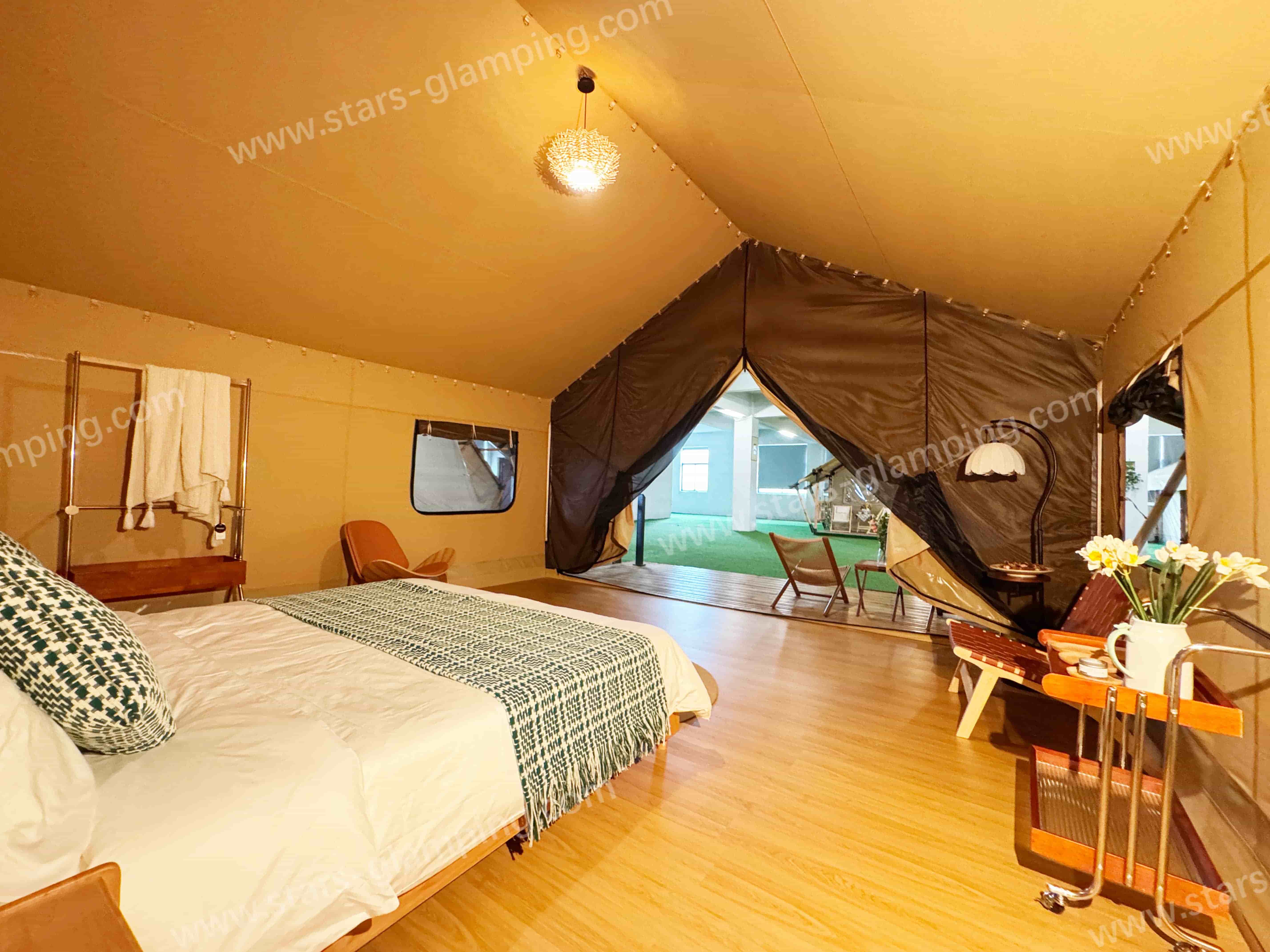 Stars Glamping Lodestar Safari Tent in a natural setting