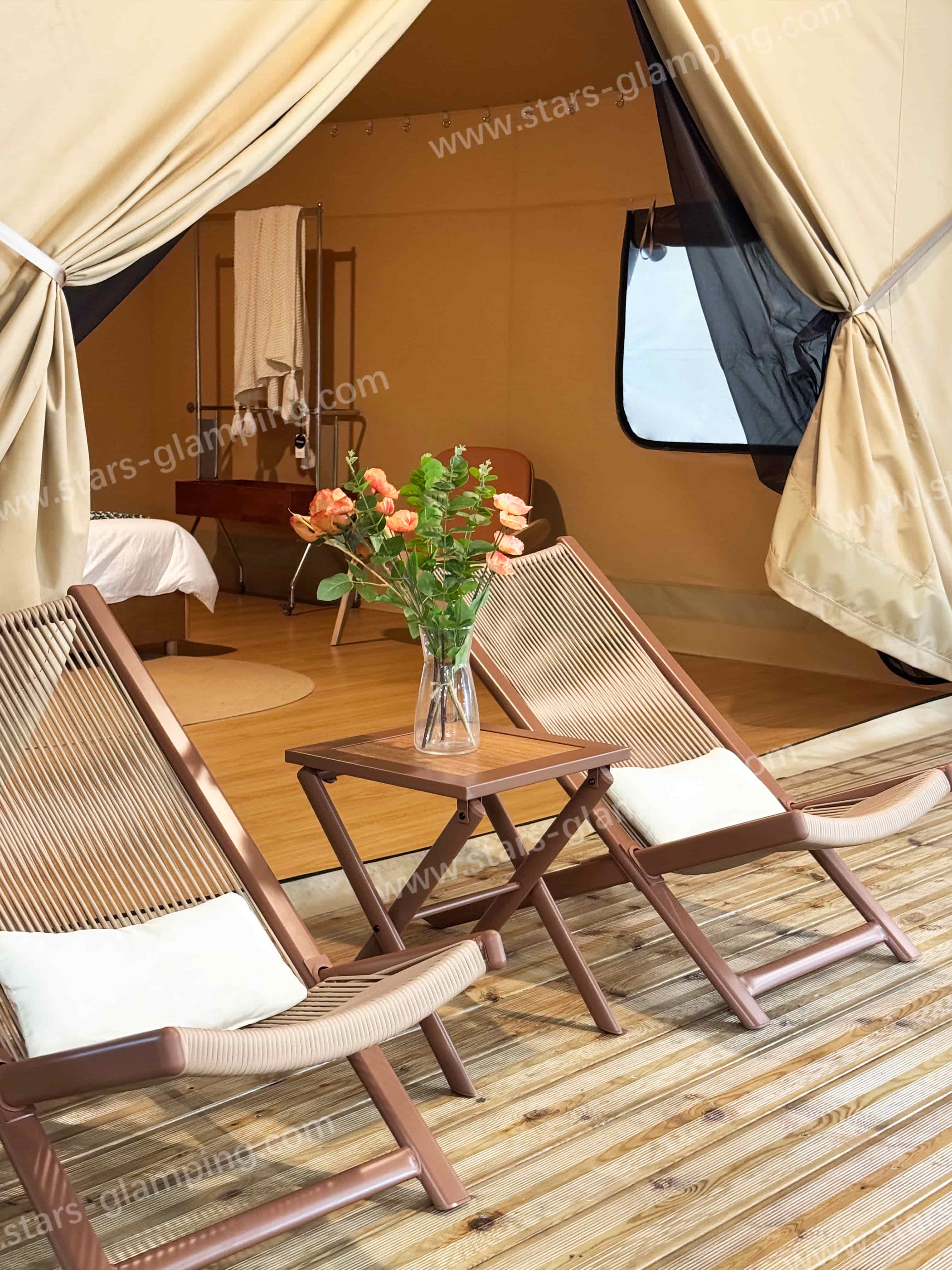 Luxury safari lodge tent Lodestar model in a natural setting
