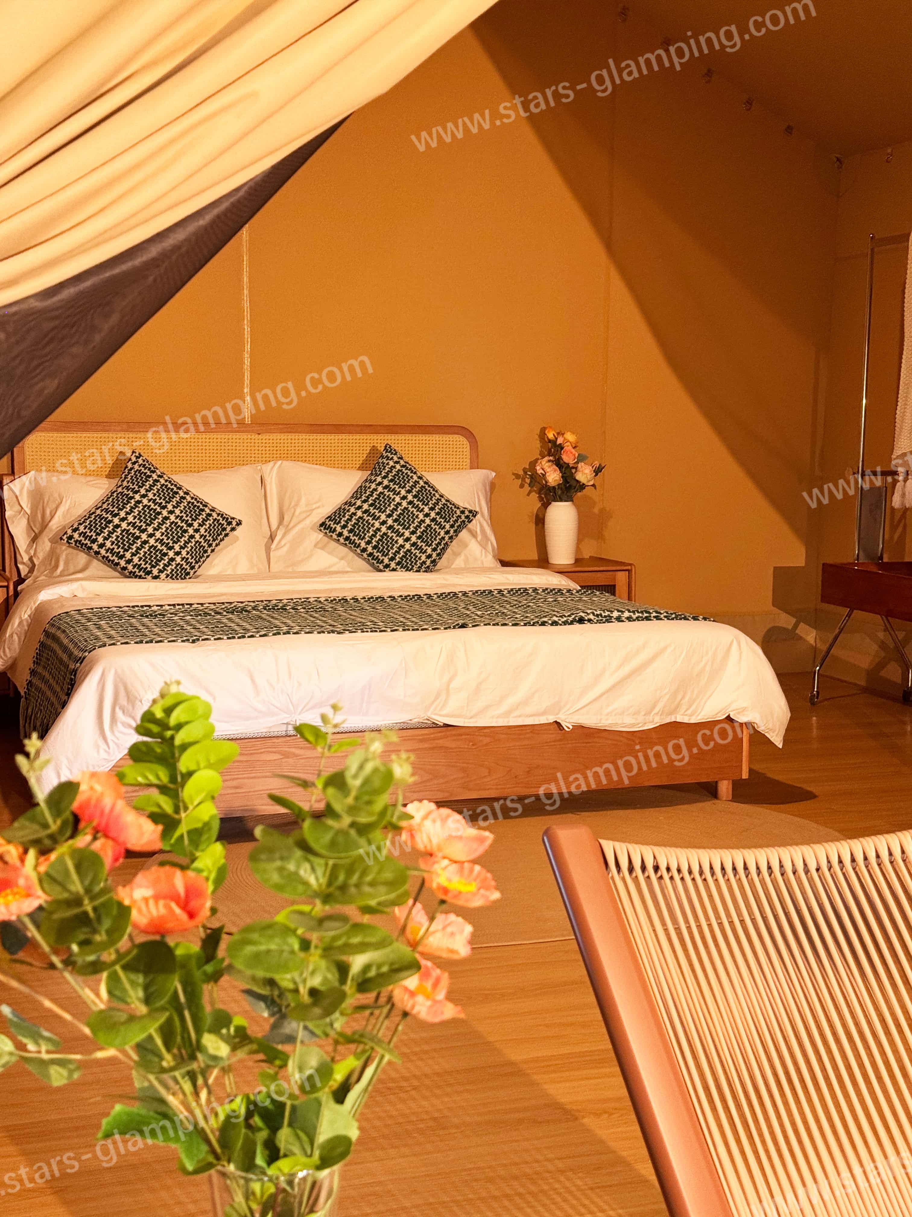 Safari Tent Lodestar exterior showing panoramic windows and wood-style frame, suitable for eco resorts and glamping projects