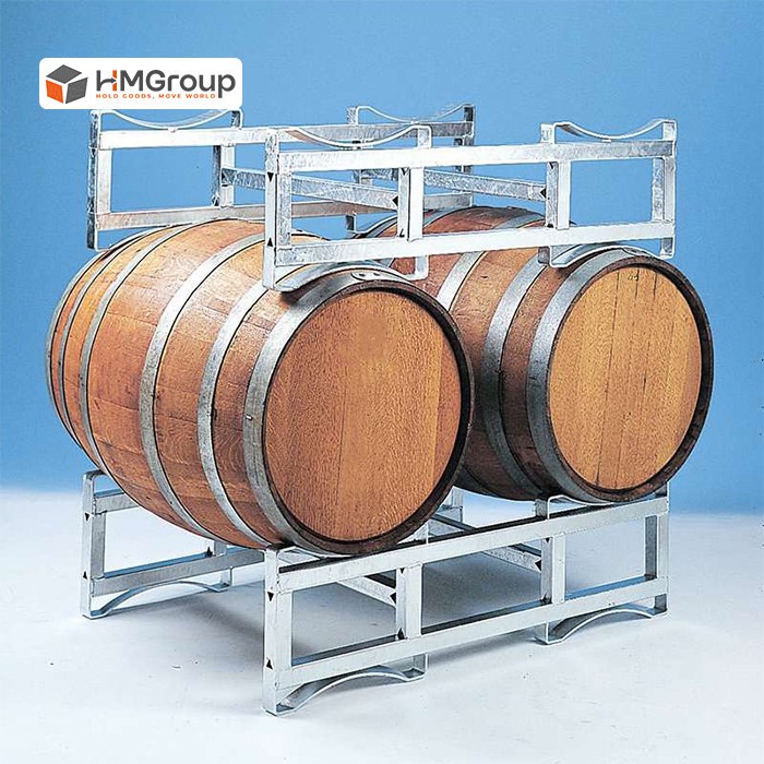 Hot-dip galvanized barrel storage rack HM-BR066 side view