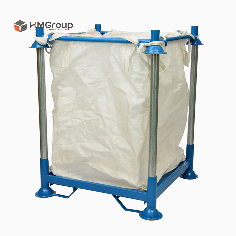 Stacked bulk bag storage racks with anti-skid cups